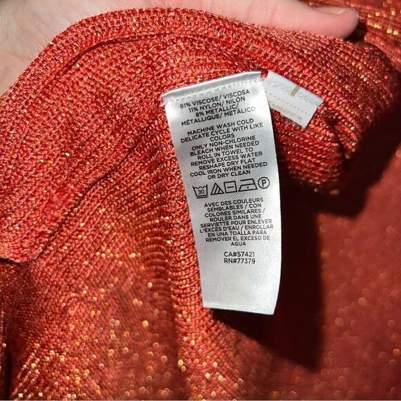 Ann Taylor Womens Open Front Long Sleeve Knitted Sweater Cardigan Orange Medium - Picture 8 of 8